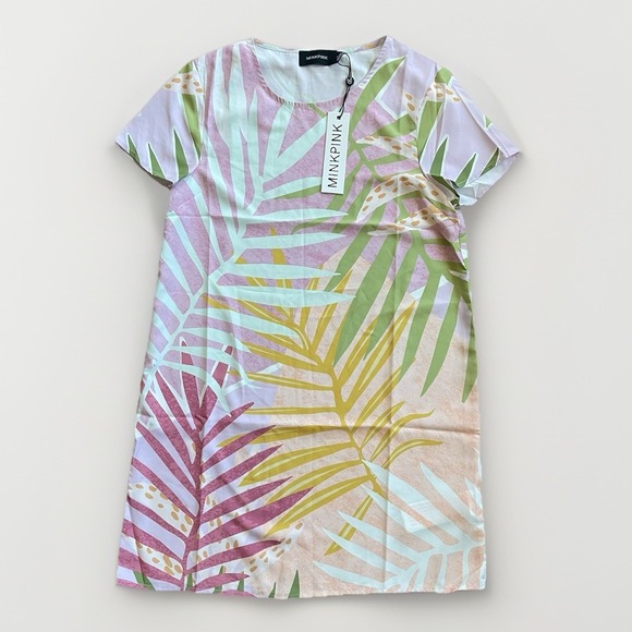 MINKPINK Dresses & Skirts - New MINKPINK Small Pink Tropical Multicolored Midi Dress NWT Resort Vacation
